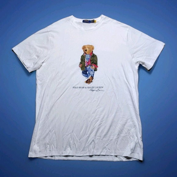 Polo Ralph Lauren Men's White Explorer Polo Bear Graphic Jersey T-Shirt XLT - Picture 2 of 9